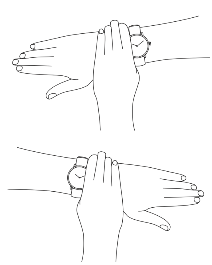 Recommended hand position for ECG recording